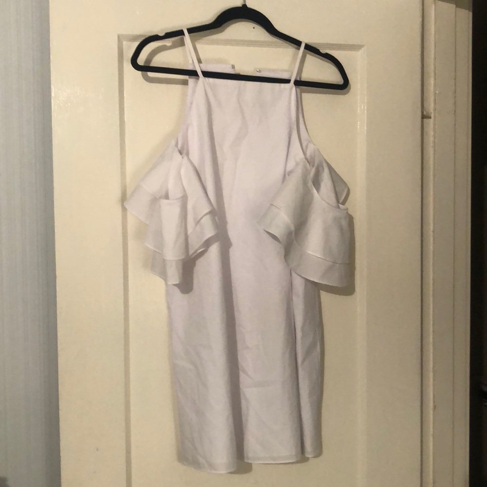 Amanda Uprichard White Strapped Off-Shoulder Dress
